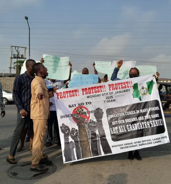 A group of Higher National Diploma (HND) graduates with part-time National Diploma (ND) backgrounds staged a peaceful protest on Monday