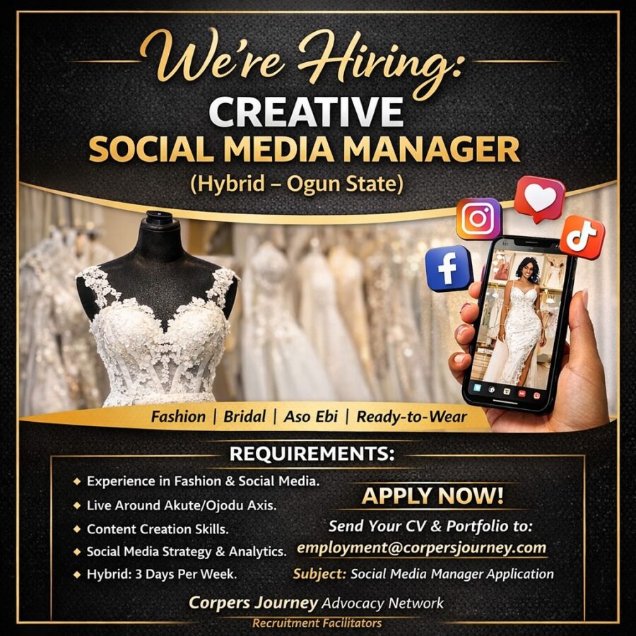 We’re Hiring: Creative Social Media Manager (Hybrid – Ogun State)